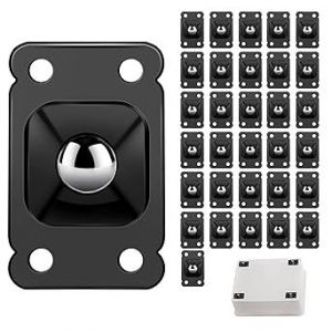 Lot De 32 Mini Roulettes Autocollantes En Acier Inoxydable (Noires), Universelles, Rotatives À 360 Degrés, Pour Boîte De Rangement, Poubelle, Fond De Poubelle - Neuf