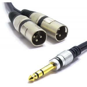 C&acirc;ble Double XLR M&acirc;le vers Jack 6.35mm St&eacute;r&eacute;o 1.5m Audio Adaptateur M&acirc;le Jack 6.35 TRS Prise 3 Broches Connecteur XLR Microphone splitter - Neuf