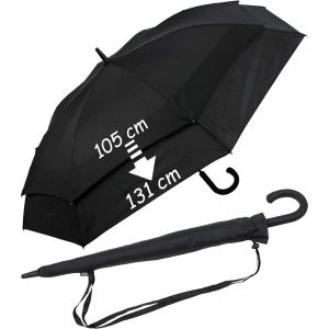 Parapluie Extensible Avec Mouvement Automatique Vers Xxl, Noir/Noir, 131 Cm, Parapluie Automatique - Neuf