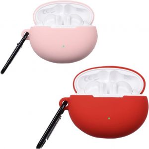 La Gaine de Protection en Caoutchouc est Compatible avec Les écouteurs Huawei FreeBuds 4i,Housse de Protection Antichoc, Prise en Charge de la Charge sans Fil-Rouge + Rose.[S592] - Neuf
