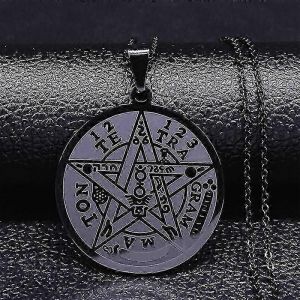 Sorcellerie Pentagramme Collier Chaîne En Acier Inoxydable Pour Hommes Couleur Or Colliers Tétragramme Pendentifs Bijoux Cadenas N1163s - Neuf