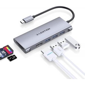 NAERYUT-Hub Usb C Avec Hdmi 4K,3Xusb 3.0,Lecteur De Carte Sd/Tf,Adaptateur Usb C Multiport Compatible Nouveau Macbook Air/Pro 2024-2016,Ipad,Iphone 16/15 Plus Pro Max,Etc (C34,Gris Sidéral) - Neuf