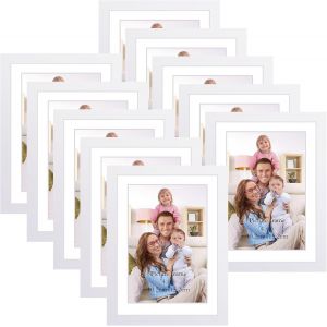 Fchhk-Lot De 10 Cadre Photo Blanche 10x15 Cm Avec Passepartout, Cadre Photo Blanc 13x18 Sans Passepartout, Sur Table Ou À Fixer Au Mur Pour Salon, Chambre Ou Bureau - Neuf