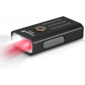 Hljhj-Mini Lampe De Poche Porte-Clés 2 En 1,Lampe De Poche Rouge,5 Modes D'éclairage,Petite Lampe De Poche Pour Le Camping, La Randonnée, La Vision Nocturne, La Pêche De Nuit, Les Urgences,Noir - Neuf