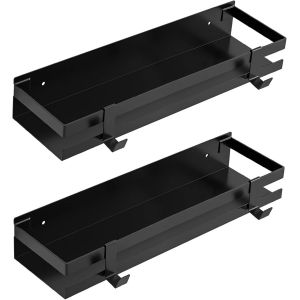 Étagère à épices murale 2 pièces en acier inoxydable - Étagère à épices noire - À suspendre sans perçage - Étagère murale de cuisine pour épices - 30 × 10 × 6 cm - Neuf