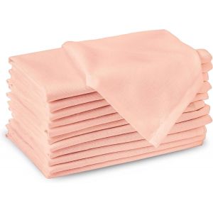 Tzf-Serviettes En Tissu De Coton | Ensemble De 12 | Taille 43x43 Cm | Couleur Unie Peach| Lavable En Machine - Neuf