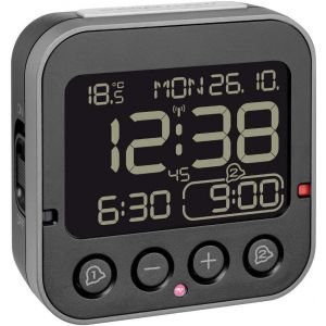 60.2552.01 Bingo 2.0 R&eacute;veil num&eacute;rique radio-pilot&eacute; avec affichage de la temp&eacute;rature et affichage n&eacute;gatif (&eacute;cran n&eacute;gatif noir avec piles) - Neuf