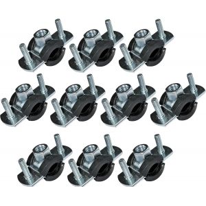 KALANKA-- C49897 - Lot de 10 Collier isophonique -support fixation avec joint - pour tuyau Ø 1/4'' 12-16mm - DIN EN 10111 - en acier zingué - à visser ¿8 - Neuf