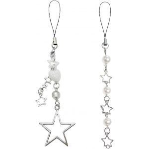 CHECARZHN--NO1-Joli Bracelet Y2K Pour Téléphone Portable, Bracelet D'Appareil Photo, Chaîne En Forme D'Étoile, Cordon Pour Sac, Sac À Dos, Portefeuille, Pendentif Airpods, Décoration, Argenté, L - Neuf