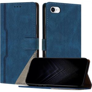 Kal-Étui Pour Iphone Se 2022/2020 / Iphone 8 / Iphone 7 (4,7 Pouce), Housse En Cuir Pu Avec [Protection Antichoc Tpu] [Fonction Support] [Porte-Cartes ] Coque Pour Iphone 8 - Bleu - Neuf