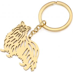 KAL-Porte-Cl&eacute;s Chien Acier Inoxydable Portefeuille Porte-Cl&eacute;s Voiture Bijoux Animaux Amoureux Chiens Cadeaux Femme Filles Porte-Cl&eacute;s Chien - Neuf