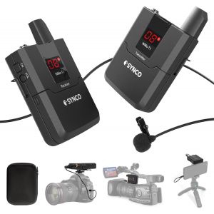 MEVRONISSHOP-Micro Cravate sans Fil syst&egrave;me, Wmic T1 UHF Microphone avec &eacute;metteur r&eacute;cepteur 16 canaux, pour cam&eacute;ra Cam&eacute;scope Smartphone iPhone - Neuf