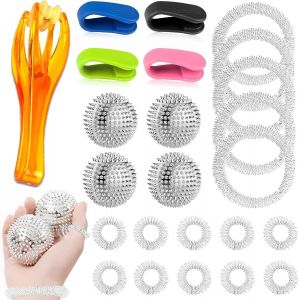 Kal-Skills Set De 4 Balles De Massage Hérisson, 4 Clips D'acupression, 10 Anneaux De Pression Sans Fil, 5 Bracelets De Massage Avec Appareil De Massage Des Doigts, Kit Skills Borderline, Outils De Pa - Neuf