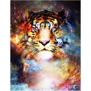Ayuhr-Carré Diamant Peinture Tigre Univers 40x50cm Broderie Diamant Tigre Tableau Diamant Tigre Blanc Diamond Painting Color Square Diamond Painting Tigre Carré Diamond Painting Fluorescent - Neuf