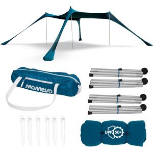 Checarzhn--No1-Sunsail Big Family Tente De Plage ¿ Voile D'ombrage De Plage Avec Protection Uv Certifiée Upf50+ (Jusqu'à 6 Personnes, Bleu Pétrole) - Neuf