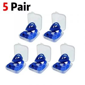 Euty-Bouchons D'oreille Filaires Bouchons D'oreilles En Silicone Réutilisables Avec Écouteurs À Bande De Ficelle Pour Dormir Étudier Natation Embouts Antibruit-5 Pair Blue - Neuf
