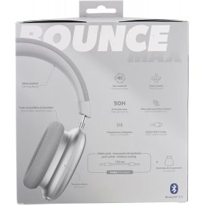 Bounce Max - Casque Sans Fil Circum-Aural Nouvelle Version, Confortable Et Englobant, Avec Connexion Bluetooth, Son St&eacute;r&eacute;o Avec Micro Int&eacute;gr&eacute;, Autonomie Jusqu`&Agrave; 50 Heures U2013 Silver - Neuf