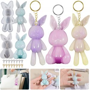 Lot De 62 Moules En R&eacute;sine &Eacute;poxy Pour Porte-Cl&eacute;s Lapin Moules En Silicone Pour Moulage De R&eacute;sine - Animal Moules Pendentif En Silicone Pour Kit De Fabrication De Bijoux Loisirs Cr&eacute;atifs - Neuf