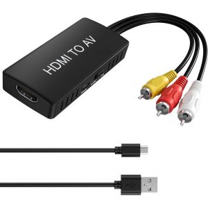 VornixorSarlshop-Convertisseur HDMI vers RCA, Adaptateur HDMI vers AV, Adaptateur HDMI vers Composite CVBS AV 1080p, Audio vid&eacute;o avec c&acirc;ble AV, Compatible PAL/NTSC pour PC, TV, Wii, Xbox, d&eacute;codeur, V - Neuf