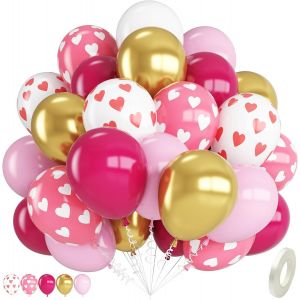 Ballon En Latex Avec Imprimé C?ur - 30,5 Cm - Ballon En Latex Avec Imprimé C?ur - Pour Fête Des Mères, Mariage, Filles, Femmes - Décorations De Fête D'Anniversaire - Rose Doré Métallisé - Neuf