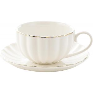 Tasse À Thé Et Soucoupe En Porcelaine Anglaise Blanche, Tasse À Café Cappuccino, Cadeau Pour Femme, Mariage - Neuf