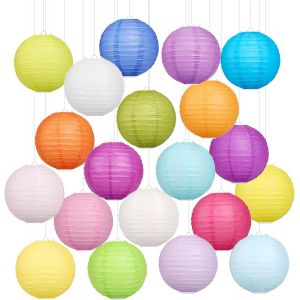 TRAHOO-20 Lanternes Papier Color&eacute;es, 15 CM Lanterne Halloween, Lanternes Rondes Vierges, D&eacute;coration Suspendue Papier Abat-Jour F&ecirc;te No&euml;l, Anniversaire D&eacute;coration F&ecirc;te Jardin L'int&eacute;rieur L'ext&eacute;rieur - Neuf