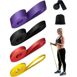 &Eacute;lastique Musculation - Ensemble De 3 Bandes De R&eacute;sistance Avec Ancrage De Porte Pour Entra&icirc;nement Pilates, Yoga, Stretching, R&eacute;&eacute;ducation Physique Et &Eacute;lastique Musculation Traction - Neuf