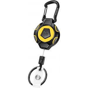 Reinforced Retractable Keyring,10oz Retraction,31.5"" Stainless Steel Lanyard,Badge Reel Carabiner,Badge Reel With Badge Strap And Key Ring - Neuf