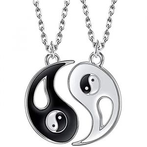Pendentif Collier - Non Spécifié - Tai Chi Yin Yang - 2 Pcs - Alliage - Acier Doré - Neuf