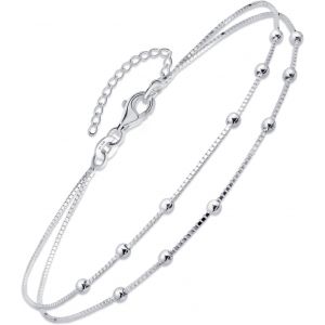 Eryi-Bracelet De Cheville Pour Femme En Argent Sterling 925 | Chaînes De Cheville Réglables D'été Perles Coeur Bijoux Bohème - Neuf
