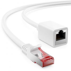 KAL-1M Cat6 Câble De Raccordement Extension Pour Ethernet Lan Câble Réseau Câble Internet - Rj45 Mâle À Rj45 Femelle S/Ftp Pimf 250 Mhz Cuivre - Blanc - Neuf