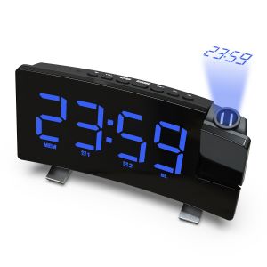 Radio de projection de plafond, réveil projecteur de plafond avec radio FM, grand écran LED 12/24 heures, port de chargement USB, double réveil, luminosité réglable, 15 niveaux de volume. - Neuf