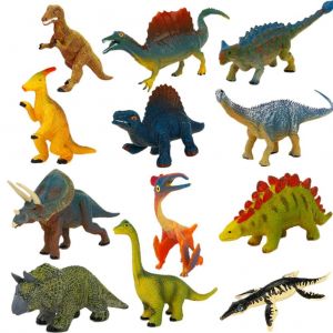 Lot De 12 Mini Figurines De Dinosaures En Pvc Lavables Pour Garcons Et Filles, Jouets Educatifs Pour Animaux - Neuf