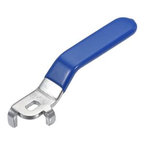 Poign&eacute;e &agrave; levier en fer chrom&eacute; quart de tour de remplacement avec poign&eacute;e en plastique bleu compatible avec Dn25 - Neuf