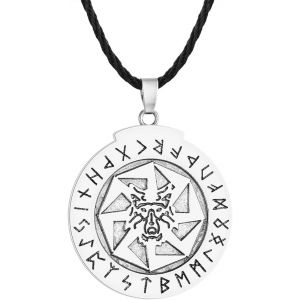 Trahoo-Collier Nordique Viking Kolovrat Rune Loup Rune Pour Homme Punk Slaves Mythologie Rune Pendentif En Cuir Noir, Cuir - Neuf