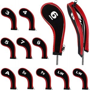 (17x7cm) 12 Pcs De Golf Couvre La Tête, De 3 À 9, Pw, Aw, Sw, Lw, Lw, Fermeture Éclair Imperméable Club De Golf De Couverture De La Tête, Cale Tête Protecteur Avec Le Numéro De La Balise Accessoire De Golf Pour Hommes Femmes - Neuf