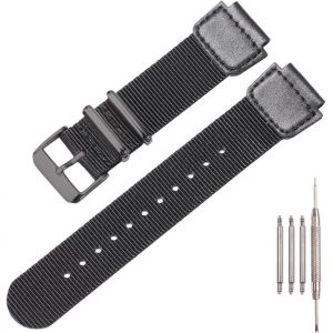 Bracelet De Montre De Rechange En Nylon Militaire Compatible Avec Casio Ae1200wh Ae-1500 W-218h Sgw-300 500 Pour Homme Avec Anneau En Acier Inoxydable.[U3000] - Neuf
