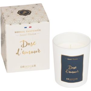 DRAEGER PARIS - Bougie blanche parfum&eacute;e Santal V&eacute;nitien ""Dose d'amour"" - Id&eacute;e Cadeau pour Amis, Couple, Amoureux, Coll&egrave;gue, Famille, S?ur - Pot en verre - Made in France - 100% Cire V&eacute;g&eacute;tale - Neuf