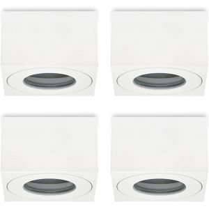 Ulteronixshop-Spot Led En Saillie Ip44 Pour Salle De Bain &Oslash;80x80x50mm Plafonnier Luminaire Pour Module Led Carr&eacute; Apparent Downlight Lampe Blanc, Ampoule Non Incluse, Lot De 4 - Neuf
