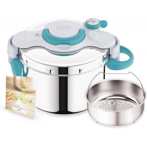 Subzonal-Clipsominut' Easy+ 6l, Ouverture Facile &Agrave; Une Main, Gain De Place, Cocotte-Minute Induction, Fabriqu&eacute; En France, Autocuiseur Inox, Bleu P4900716 - Neuf