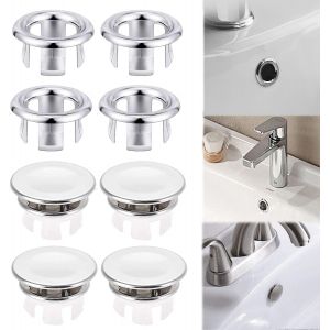 Anneau de trop-plein pour évier de cuisine, couvercle de trop-plein rond pour trou d'évier de salle de bain, couvercle de bouchon de vidange de trop-plein de lavabo (8 pièces) - Neuf