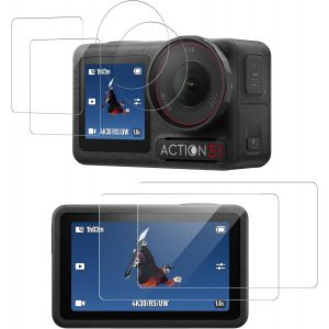 KAL-Verre Trempé Pour Dji Osmo Action 5 Pro, 2 Pièces Vitre Verre Trempé, 2 Pièces Protection D'Objectif, 2 Pièces Protection Avant, Haute Sensibilité, Protection Écran - Neuf