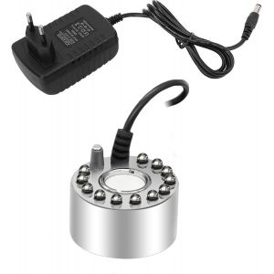 meimie-Brumisateur D'Intérieur À 12 Led Pour Fontaine,Petit Brumisateur De Bassin,Humidificateur D'Air-Parfait Pour Fontaine À Eau,Étang,Halloween,Décoration De Noël(Argenté) - Neuf
