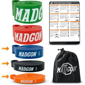 Elastiques Musculation (En Bande Unique En 5 Forces Ou En Set)-Bandes Elastique Fitness R&eacute;sistantes Et Durables Avec Sac Et Guide Pdf-Elastique Fitness Tout Groupe Musculaire.[K1228] - Neuf