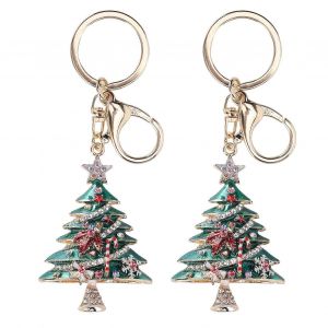 2 Pcs Arbre De No&euml;l Porte-Cl&eacute;s Pendentif Fahionable Mignon V&ecirc;tements Accessoires Oranmentgreen - Neuf