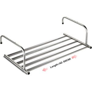 KGABERY-Séchoir À Linge Balcon/Radiateur/Mural,Etendoir À Linge Pliable En Acier Inoxydable,Télescopique Sèche Linge Suspendu (Longueur: 42-66 Cm) - Neuf