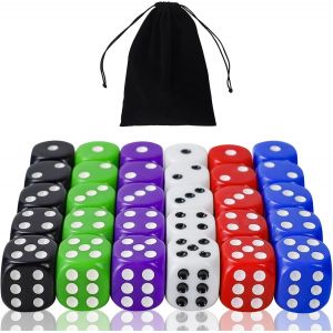 Sansh-Lot De 30 Dés À 6 Côtés, 16 Mm D6 Opaques En Acrylique Avec Coins Ronds, Polyédriques, Standard Pour Jeux De Société Dnd Rpg Mtg - Neuf