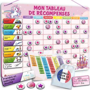 KALANKA-Tableau de Récompenses pour Enfants - Tableau magnétique avec de Nombreuses tâches et 280 aimants - Encourager Les Bons comportements - Calendrier Éducatif pour Enfant - Rose - Neuf