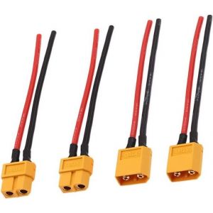 2 Paires Xt60 Connecteurs M&acirc;le Et Femelle - Avec C&acirc;ble Silicone 14awg 100mm | Pour Batteries Lipo, Drones Fpv, Mod&eacute;lisme Rc[Z3172] - Neuf