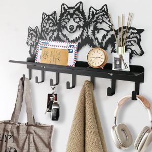 Cmwx-Pat&egrave;res Pour Manteaux Patere Avec &Eacute;tag&egrave;re Murale 7 Crochets Porte Clef Mural Porte Manteau Sans Percage Pour L'entr&eacute;e, Salle De Bain, Chambre &Agrave; Coucher, Cuisine, Salon Crochets Polyvalents. - Neuf